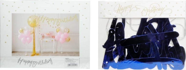 Guirlande en papier Happy Birthday – transparente, unilatérale