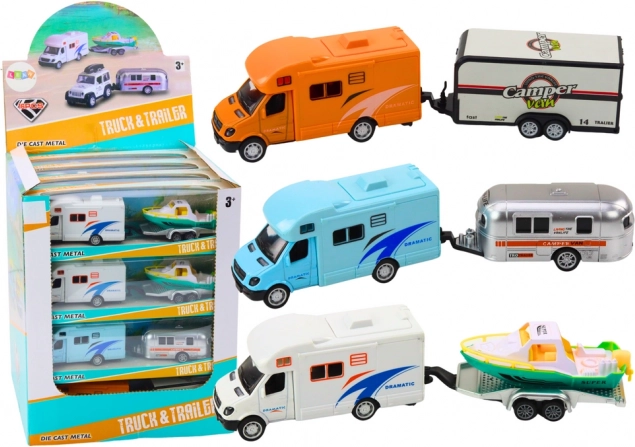 Jouet Véhicule Tout-Terrain avec Bateau ou Caravane Métallique