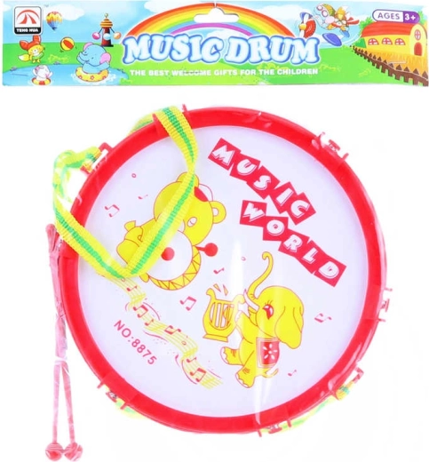 Tambour pour enfants avec animaux 19 cm avec 2 baguettes