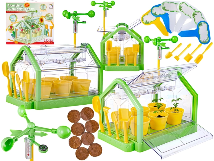 Mini serre pour enfants avec pots de fleurs et outils de jardinage - 1 pièce