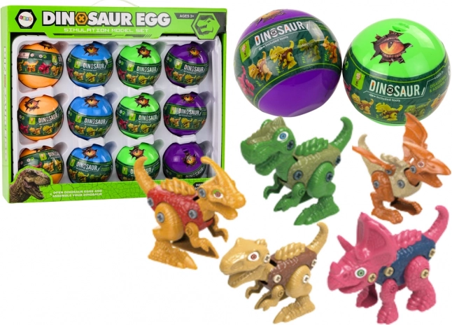Set d’œufs de dinosaures à visser, 12 pièces, multicolore