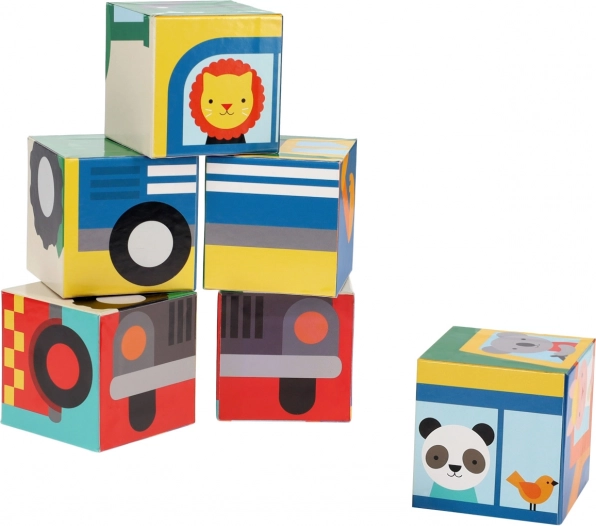Petit Collage cubes véhicules avec animaux