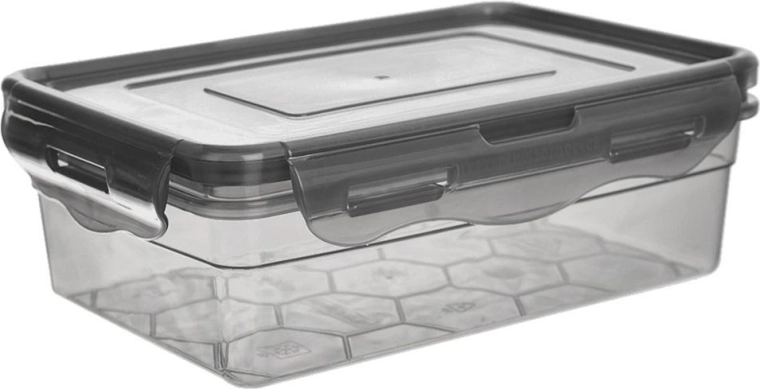 Boîte alimentaire en plastique avec couvercle et joint en silicone, gris, 850 ml