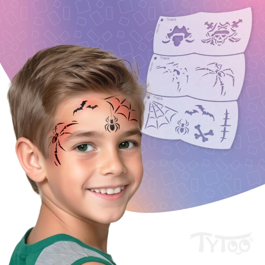 TyToo Mosaic pochoirs de maquillage pour le visage pirate et araignée – 3 pièces