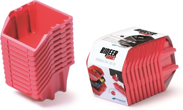 Ensemble de 10 boîtes de rangement Bineer Short, 180 × 98 × 118 mm, rouge