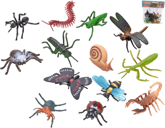 Ensemble de 13 figurines d’insectes (3,5–7 cm) en sachet