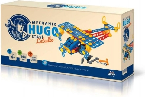 Jeu de construction HUGO Avion avec outils 144 pièces plastique en boîte 31x16x7 cm
