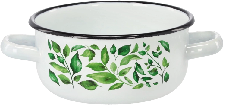 Casserole émaillée avec deux poignées 1,5 l, 16 cm, blanche Ficus