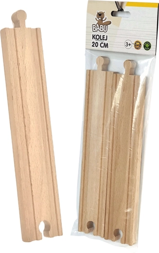 BABU rails droits en bois 20 cm, 2 pcs