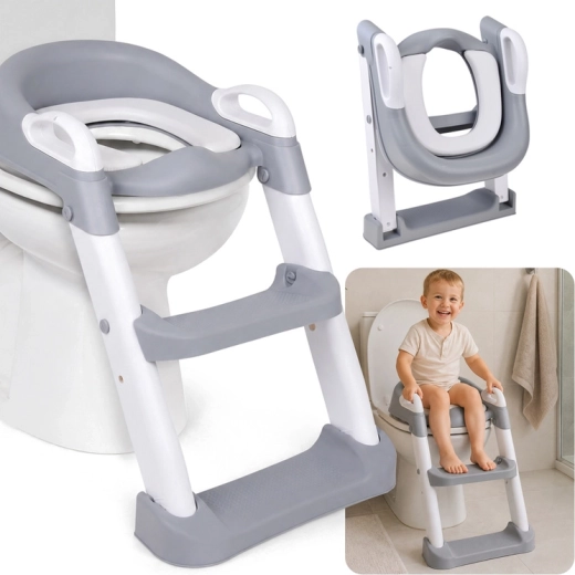 Réducteur de toilette pliable pour enfants avec échelle et siège souple jusqu’à 25 kg