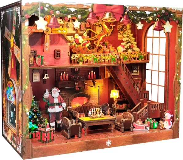 Maison miniature Joyeux Noël – kit DIY avec éclairage LED