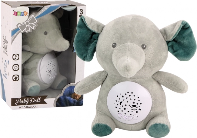 Ourson endormeur Éléphanteau avec projection d’étoiles et mélodies - gris