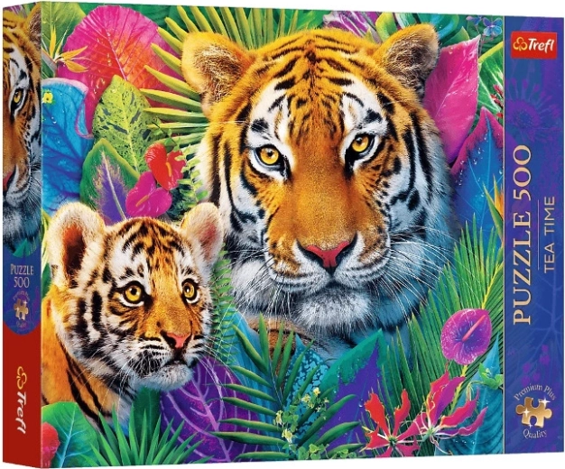 Puzzle Premium plus 500 Tea time – tigres dans la jungle