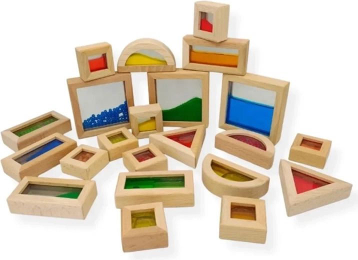 Cubes sensoriels en bois KABI avec sable, eau et perles