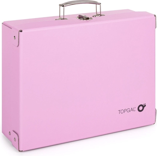 Malette pour fournitures d’arts plastiques rose Topgal