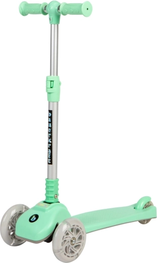 Trottinette enfant d’équilibre pliable à trois roues avec roues LED lumineuses – vert menthe