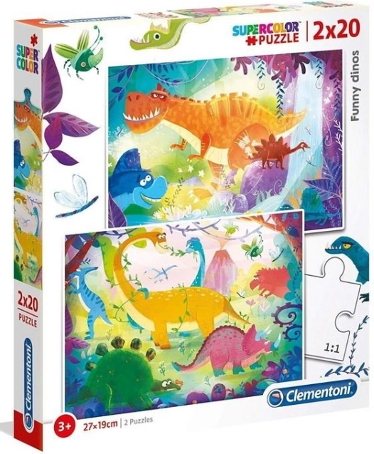 Puzzle 2×20 Super Color – dinosaures amusants