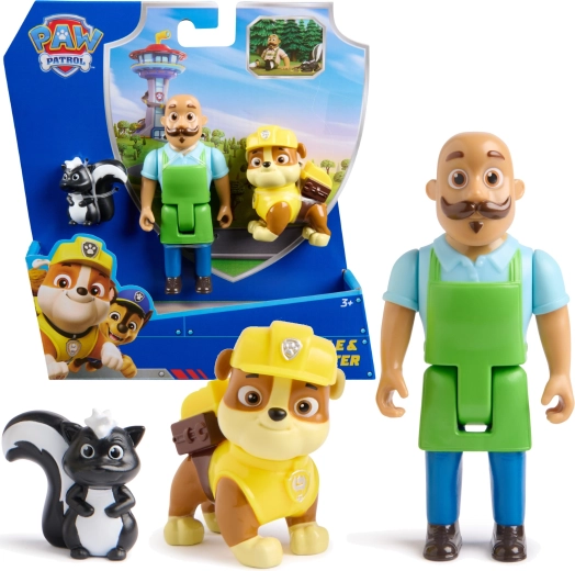 Paw Patrol – set de 3 figurines Rubble, M. Porter et la mouffette