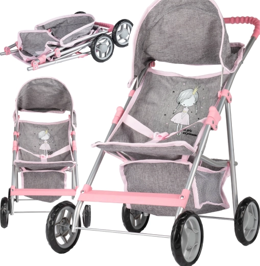 Poussette pour poupées Little Princess Grey