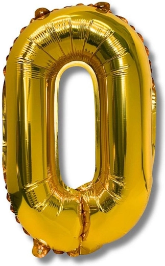 Ballon en aluminium chiffre 0, doré 40 cm