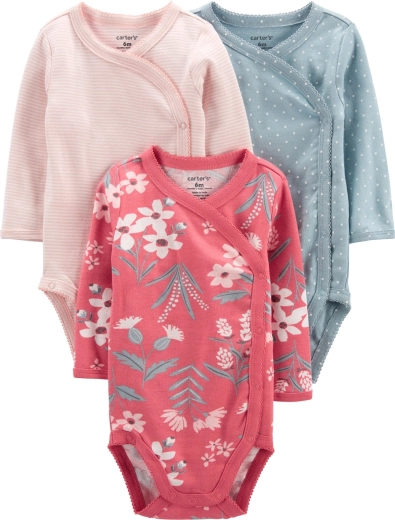 Carter’s body bébé à manches longues, rose, lot de 3
