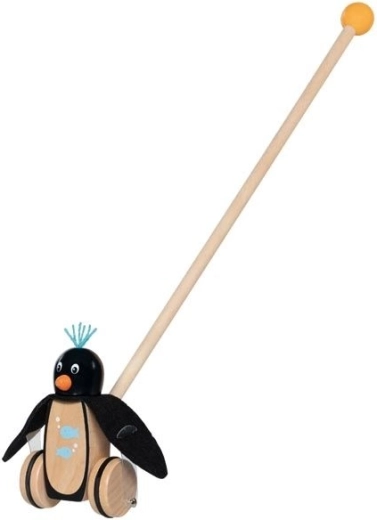 Manchot pousseur en bois avec petites ailes en feutre