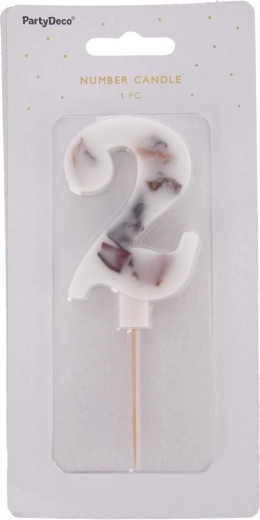 Bougie d’anniversaire chiffre 2 en forme de fleur blanche, 8 cm