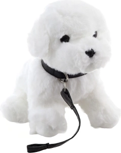 Chiot maltais en peluche avec laisse 22 cm Éco‑responsable