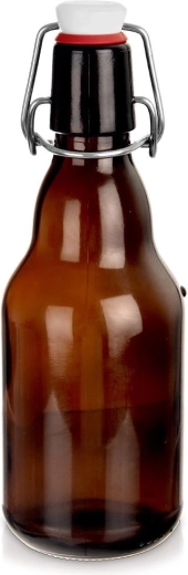 Bouteille en verre avec clip 340 ml en verre sombre