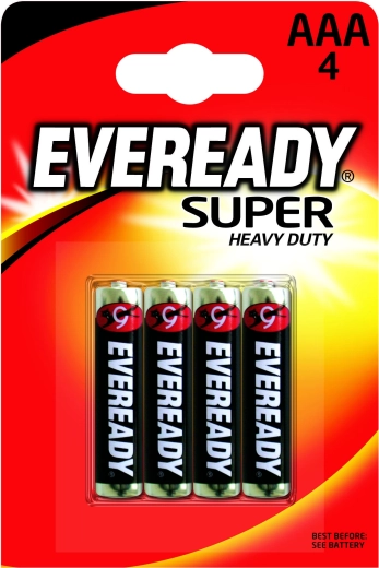 Piles Energizer Eveready Super Heavy Duty AAA R03 au chlorure de zinc - 4 pièces