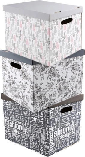 Boîte de rangement décorative en carton avec couvercle 47 × 31 × 32 cm
