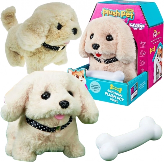 Woopie chiot en peluche interactif avec os (bichon ou golden retriever)