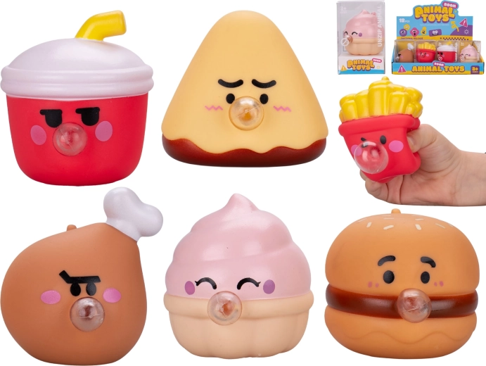 Figurine souple fast-food avec bulle 6 cm