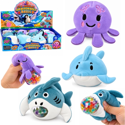 Animal marin en peluche à presser avec billes d’eau 6 cm - 1 pièce