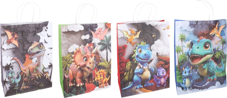 Sac cadeau pour enfant avec motif dinosaures 21 × 27 × 11 cm - 1 pièce