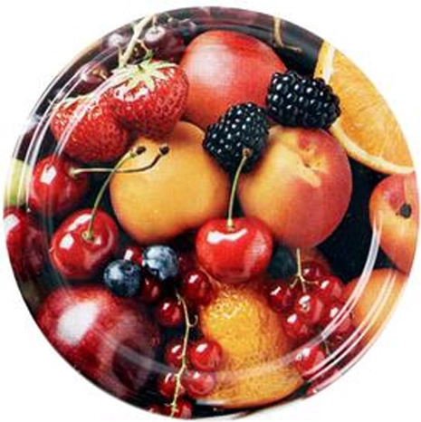 Couvercles Twist pour bocaux à vis avec motif fruité 66 mm, 10 pcs