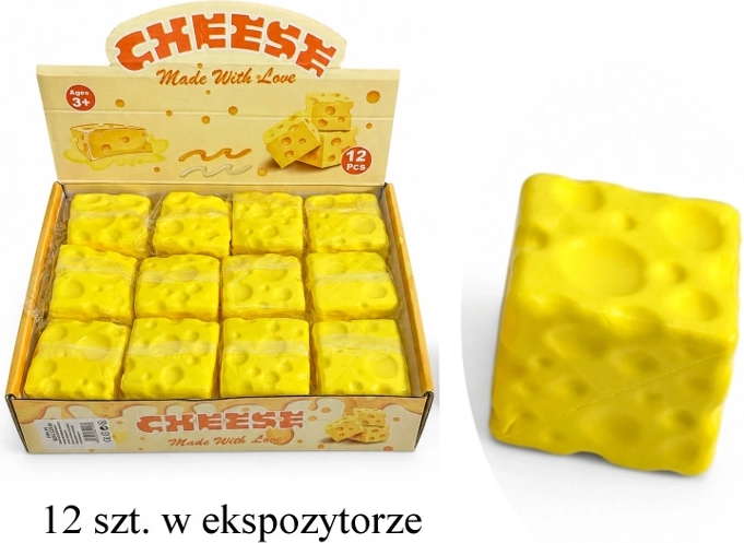 Balle antistress à presser fromage carré - 1 pièce