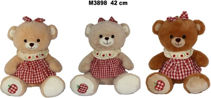 Peluche ours en robe de 42 cm, différentes couleurs - 1 pièce