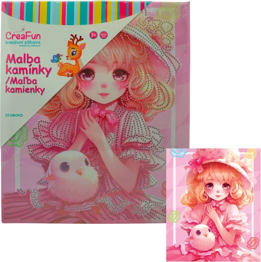 Peinture diamant – poupée rose 25 × 30 cm