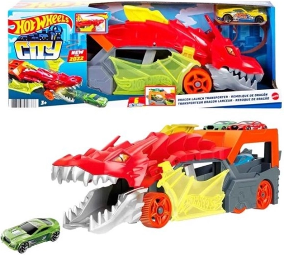 Hot Wheels City transporteur avec lanceur dragon