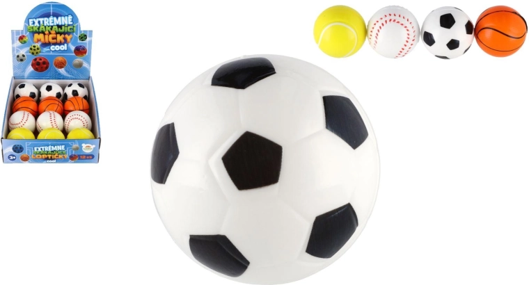 Balle en mousse ultra rebondissante avec motif sportif 6 cm
