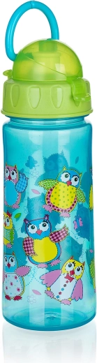 Bouteille avec paille Hibou 500 ml verte