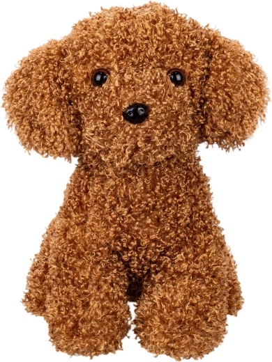 Chien en peluche bouclé assis 30 cm