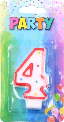 Bougie de fête chiffre 4 rouge