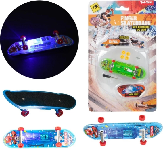 Skateboard de doigt avec lumière 9,5 cm – mini fingerboard en plastique