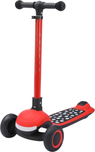 Trottinette pliable pour enfants 3-en-1 avec lumières et musique, rouge
