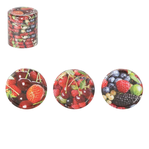 Lot de couvercles de stérilisation 82 mm à motif de fruits, 10 pcs