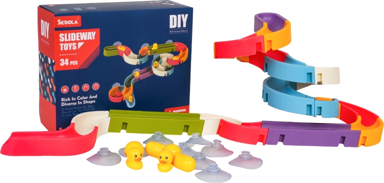 Toboggan aquatique à ventouses pour baignoire, 34 pièces