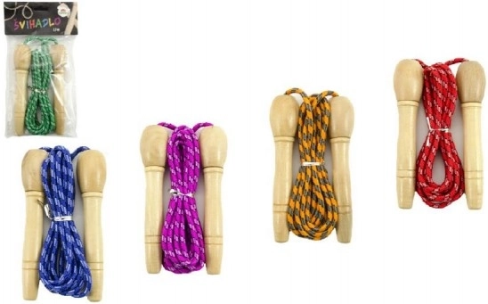 Corde à sauter avec poignées en bois en différentes couleurs