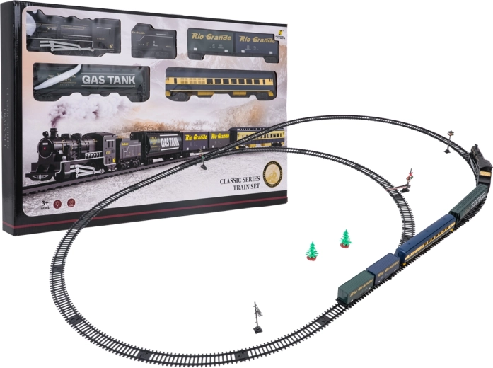 Circuit de train rétro avec wagons et voie de 170 × 101 cm